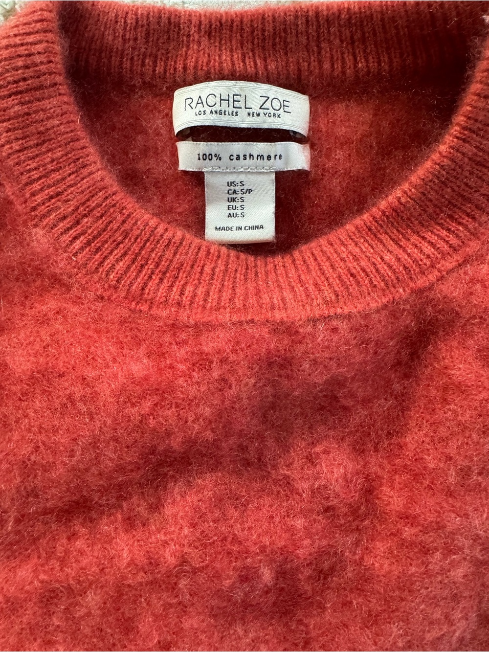 Rachel Zoe 100% Cashmere Coral Crewneck Sweater Women’s Size S Luxury Soft - Picture 4 of 7
